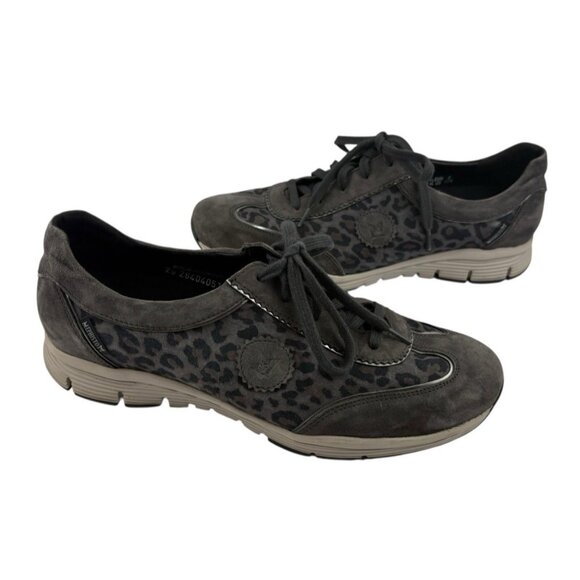 *Mephisto Runnoff Yael Leopard Pring Leather Sneakers Womens 10.5 Gray Comfort - Picture 6 of 11